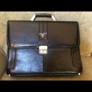 Black leather Briefcase- Prada